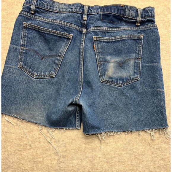 Vintage 80's DIY Cutoff Denim Jean Shorts Levi's Orange Label 38" Waist - Picture 4 of 9